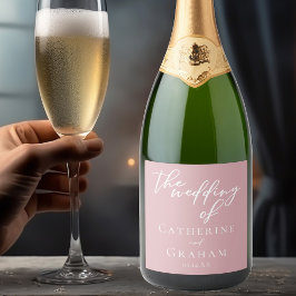 Etiquetas Para Vinos Espumosos Típografía rosada Rosa turbia Boda romántico