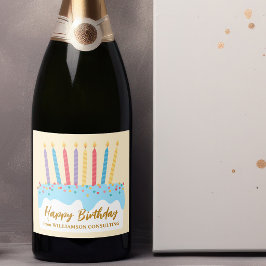 Etiquetas Para Vinos Espumosos Torta de Cumpleaños Chic Fiesta Personalizada