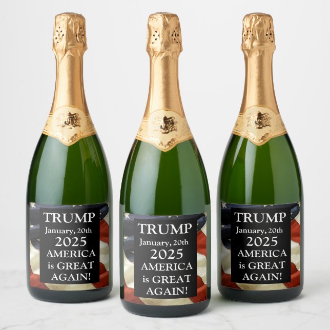 ETIQUETAS PARA VINOS ESPUMOSOS TRUMP 2025 (Botellas)
