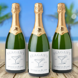 Etiquetas Para Vinos Espumosos "Último brindis en la costa" Fiesta de Despedida d