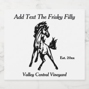 Etiquetas Para Vinos Espumosos Un caballo saltando Frisky 3 áreas de texto