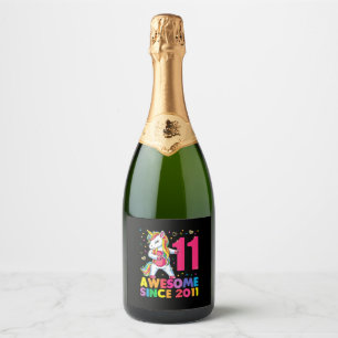 Etiquetas Para Vinos Espumosos Unicornio de 11 años de edad Chica de cumpleaños 1