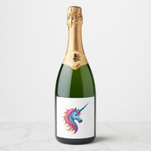 Etiquetas Para Vinos Espumosos Unicornio en Snowboard - Divertido Esquí y Deporte