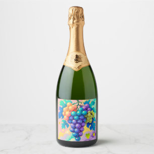Etiquetas Para Vinos Espumosos Uvas coloridas