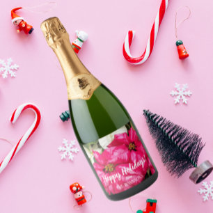 Etiquetas Para Vinos Espumosos Vacaciones personalizadas de Poinsettias Variadas