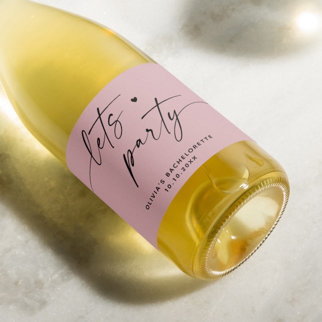 Etiquetas Para Vinos Espumosos Vamos fiesta. Bachelorette de guion rosa polvorien (Subido por el creador)