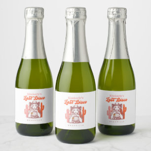 Etiquetas Para Vinos Espumosos Vaquera Rosa Retro Última Disco Fiesta de Despedid