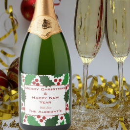 Etiquetas Para Vinos Espumosos Verde & Rojo Jolly Holly