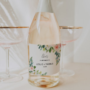 Etiquetas Para Vinos Espumosos Verdor Elegante Boda floral Sparkling Wine Lab