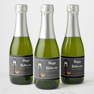 Etiquetas Para Vinos Espumosos Vestido negro largo elegante clásico de Halloween
