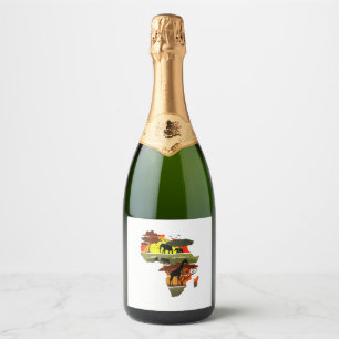 Etiquetas Para Vinos Espumosos Vida salvaje del continente africano Sunset Safari