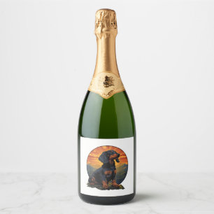 Etiquetas Para Vinos Espumosos Viñeta retro haitiana de amante de mascotas Dachsh