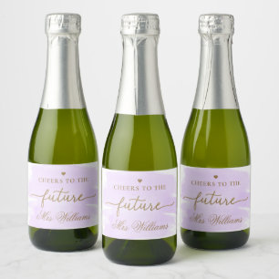 Etiquetas Para Vinos Espumosos Vino Brillo de Ducha Nupcial con Acuarela Púrpura 