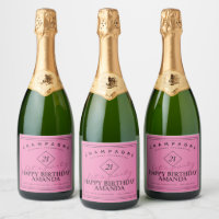 Vino espumoso rosa de cumpleaños moderno y elegant