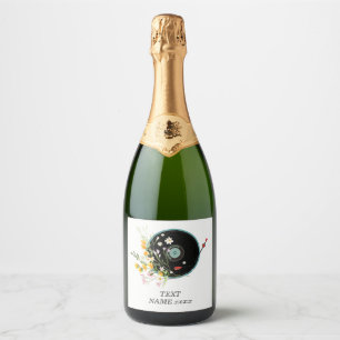 Etiquetas Para Vinos Espumosos Vinyl Record, floral, ruso de los viejos, música f