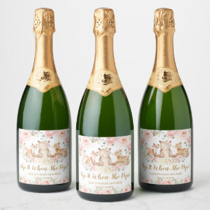 Etiquetas Para Vinos Espumosos Woodland Animals Rubor Floral Baby Shower Pop It