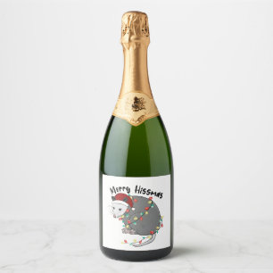 Etiquetas Para Vinos Espumosos Zarigüeya Come Luces de Navidad Basura Feliz Hissm