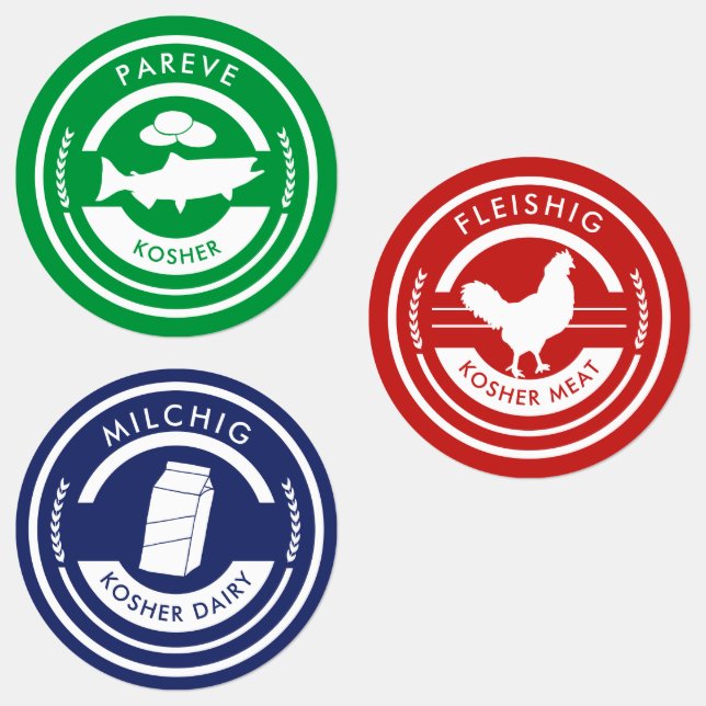 Etiquetas Pareve Milchig Fleishig Kosher (Grupo)