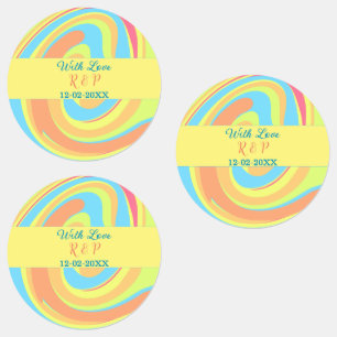 ETIQUETAS PASTEL SWIRL RETRO AÑADIR NOMBRE LETRA FECHA DE LA