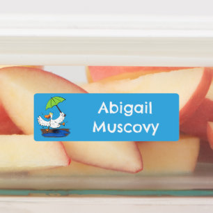 Etiquetas Pato gracioso con paraguas personalizado personali