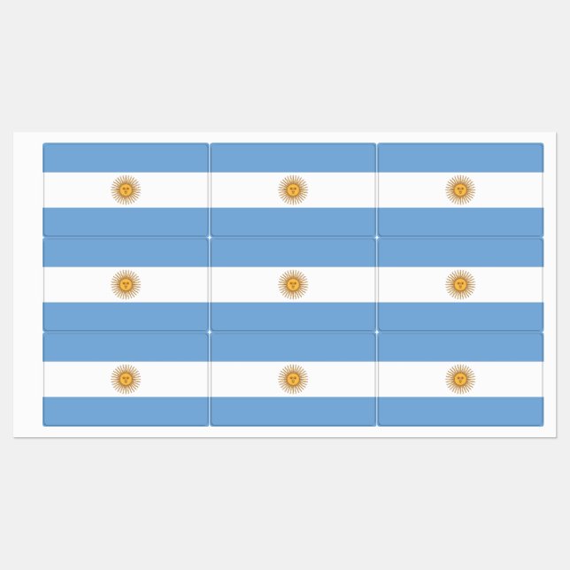 Etiquetas patrióticas con bandera argentina (Hoja)