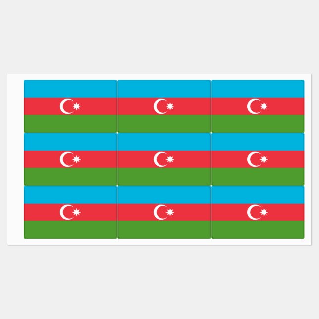 Etiquetas patrióticas con bandera de Azerbaiyán (Hoja)