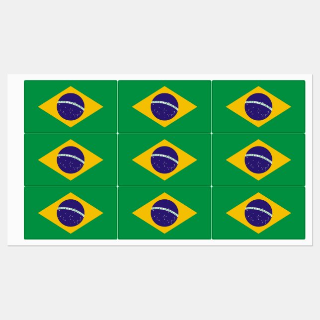 Etiquetas patrióticas con bandera de Brasil (Hoja)