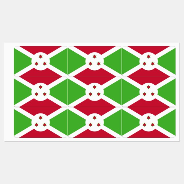 Etiquetas patrióticas con bandera de Burundi (Hoja)