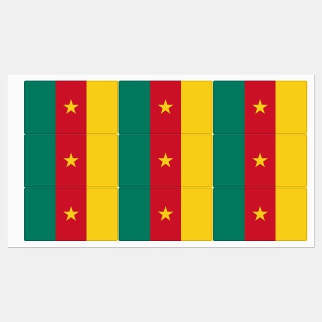 Etiquetas patrióticas con bandera de Camerún (Hoja)