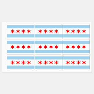 Etiquetas patrióticas con bandera de Chicago City