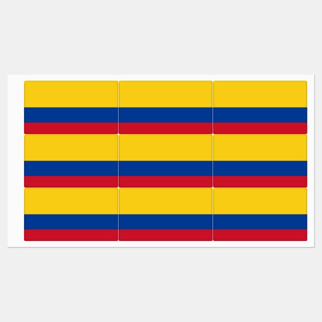 Etiquetas patrióticas con bandera de Colombia (Hoja)