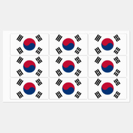 Etiquetas patrióticas con bandera de Corea del Sur