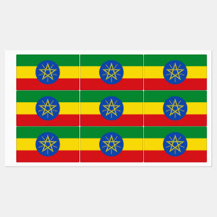 Etiquetas patrióticas con bandera de Etiopía