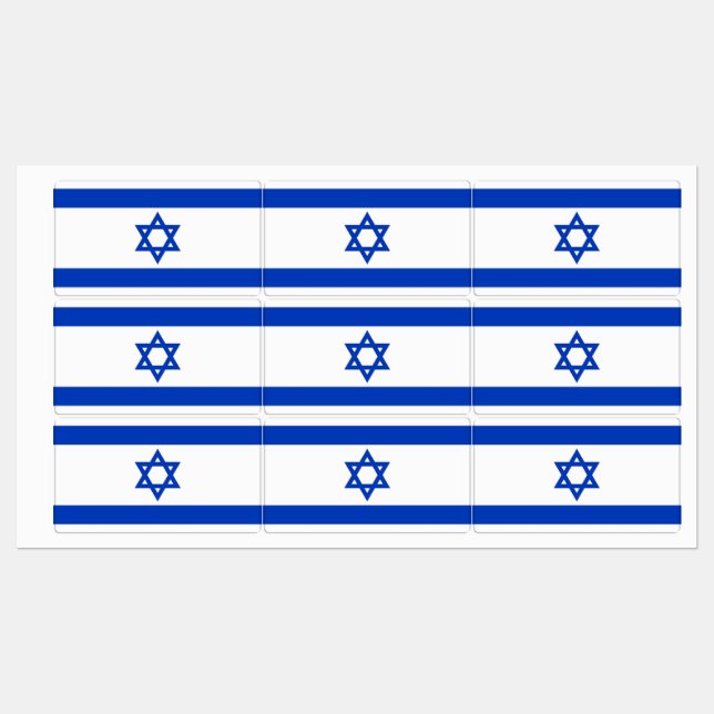 Etiquetas patrióticas con bandera de Israel (Hoja)