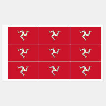 Etiquetas patrióticas con bandera de la Isla de Ma