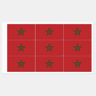 Etiquetas patrióticas con bandera de Marruecos