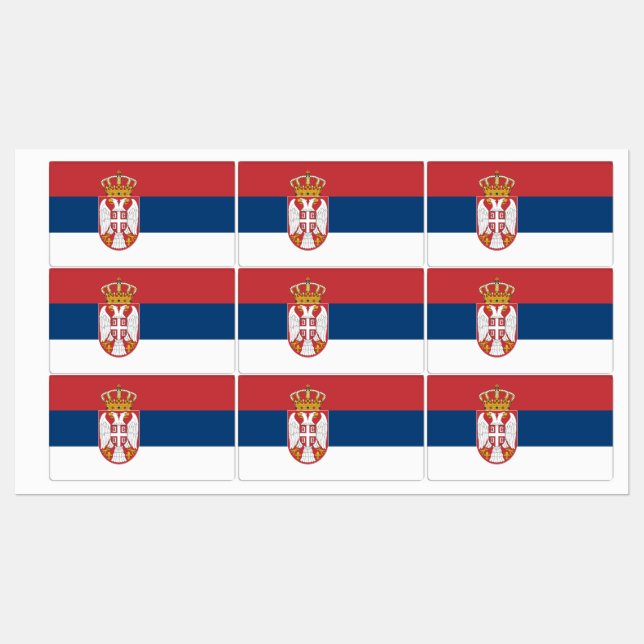 Etiquetas patrióticas con bandera de Serbia (Hoja)