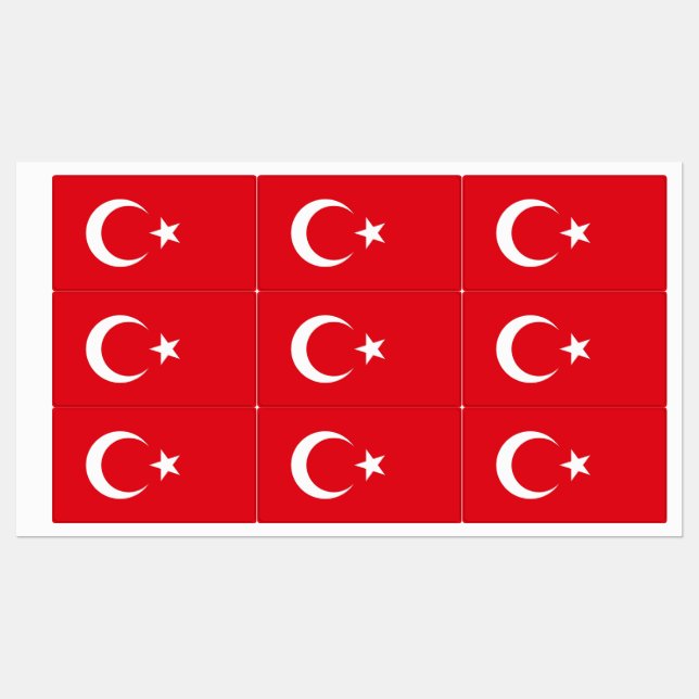 Etiquetas patrióticas con bandera de Turquía (Hoja)