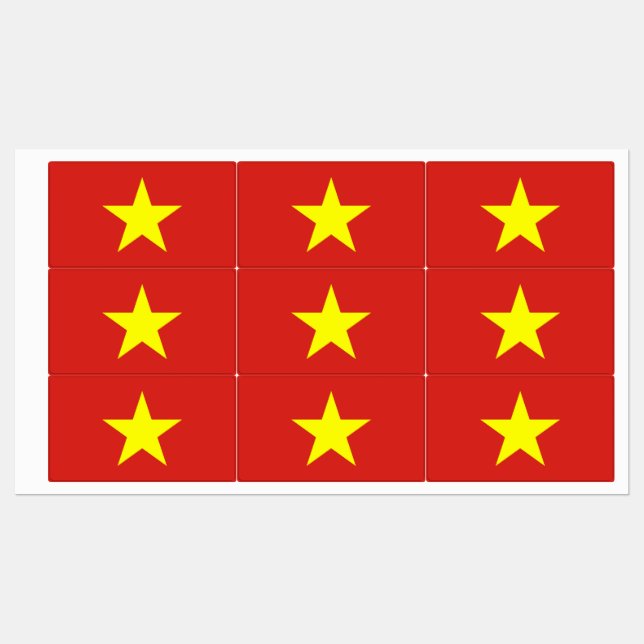 Etiquetas patrióticas con bandera de Vietnam (Hoja)