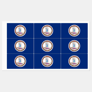 Etiquetas patrióticas con bandera del Estado de Vi