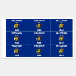 Etiquetas patrióticas con bandera del estado de Wi