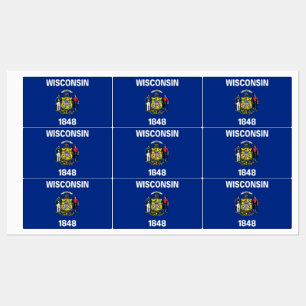 Etiquetas patrióticas con bandera del estado de Wi