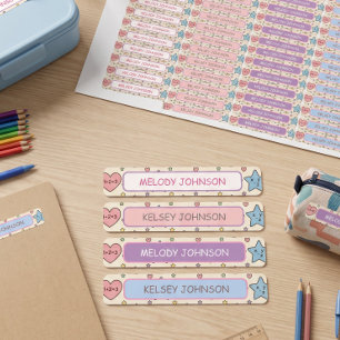 Etiquetas Patrón de Formas Pastel Lindas Niña Código de Colo