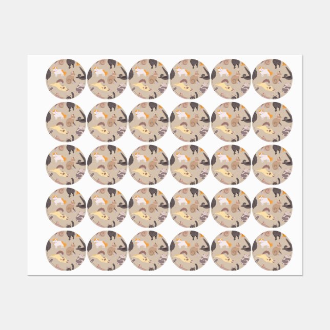 Etiquetas Patrón de gato (Hoja)