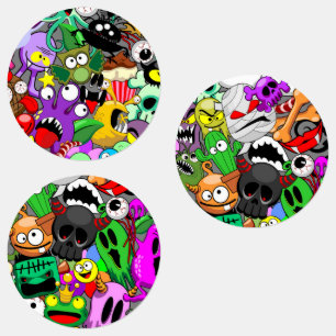 Etiquetas Patrón de Halloween de personajes adorables