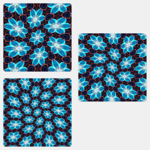 Etiquetas Patrón de las flores azules abstractas