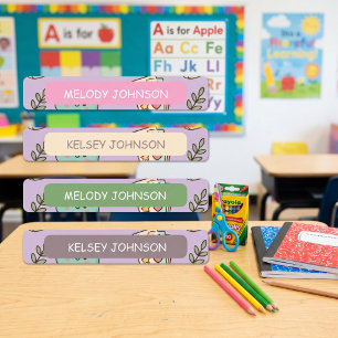 Etiquetas Patrón de útiles escolares púrpura para niñas codi
