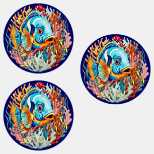 Etiquetas Peces Tropicales Colores Verano Vibraciones