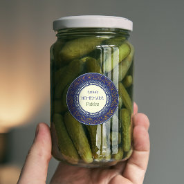 Etiquetas Pepinillos caseros personalizables elegantes azul 