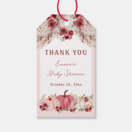 Etiquetas pequeñas de la calabaza rosa Baby Shower
